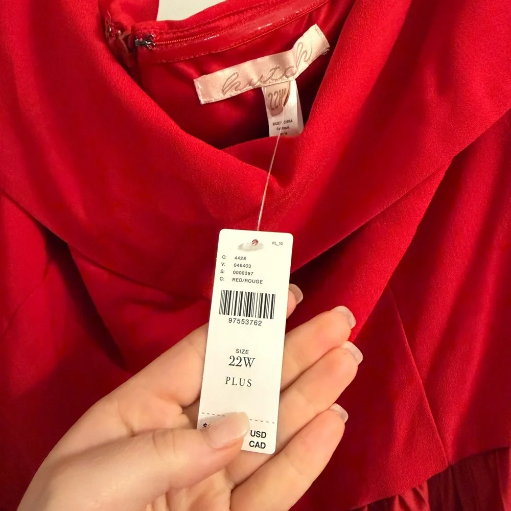 NWT Hutch Wedding Guest Dress Women's Long Sleeve Off-Shoulder Dress in Red - Picture 8 of 13